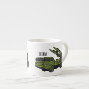 Military missile truck cartoon illustration espresso cup