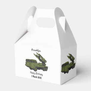 Military missile truck cartoon illustration favour box