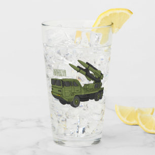 Military missile truck cartoon illustration  glass