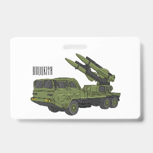 Military missile truck cartoon illustration ID badge
