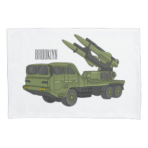 Military missile truck cartoon illustration pillowcase