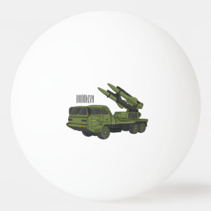 Military missile truck cartoon illustration ping pong ball