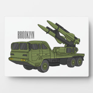 Military missile truck cartoon illustration plaque