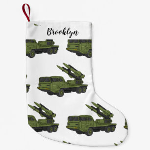 Military missile truck cartoon illustration small christmas stocking