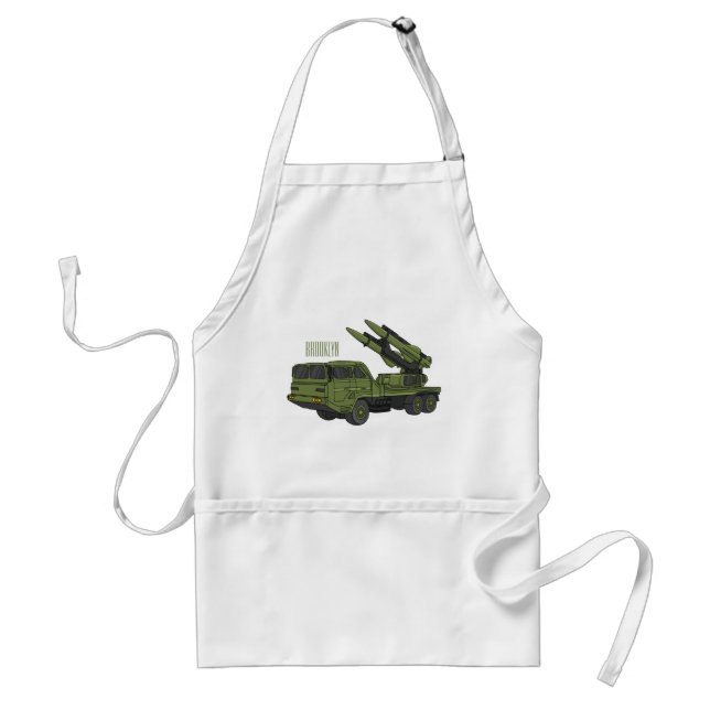 Military missile truck cartoon illustration standard apron (Front)