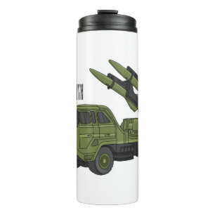 Military missile truck cartoon illustration thermal tumbler
