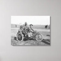Military Motorcycle with Sidecar and Machine Gun