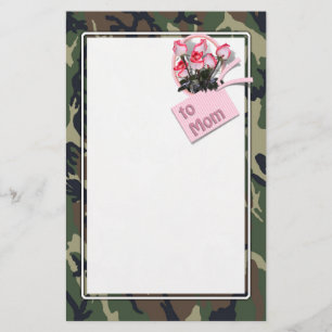 Military Mum Roses Camouflage Stationery