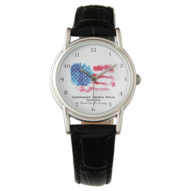 *~* Military Mum Veteran Red White Blue US Flag Watch (Front)