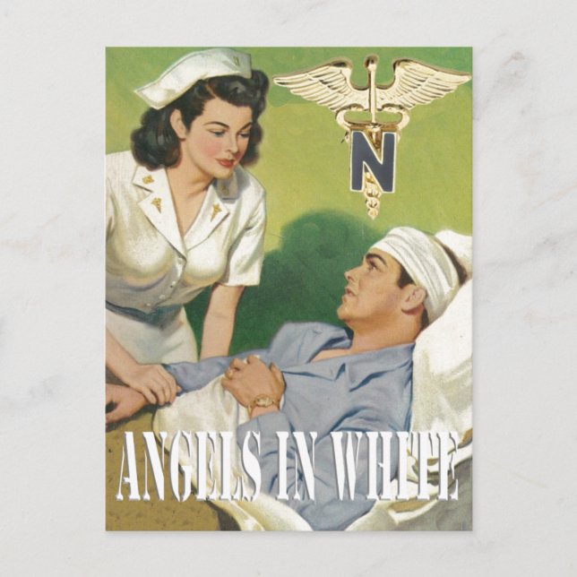Military Nurses - Angels In White Postcard (Front)
