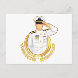Military Officer in Salute Gesture Postcard