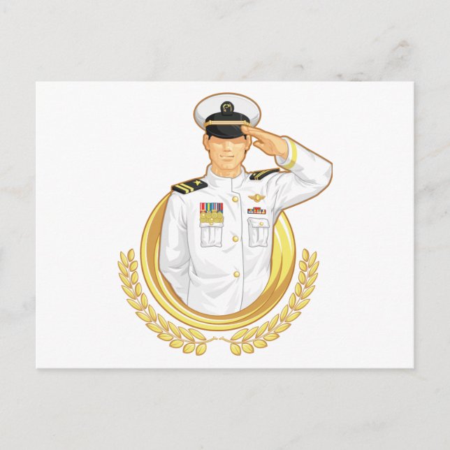 Military Officer in Salute Gesture Postcard (Front)