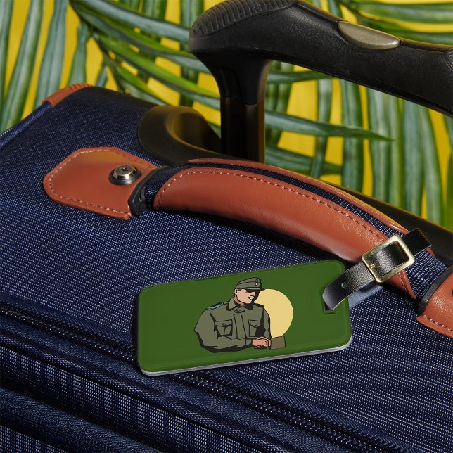Military Officer Retro Army Soldier  Luggage Tag (Creator Uploaded)