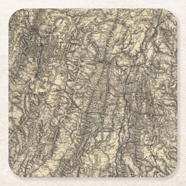 Military Operations of the Atlanta Campaign Square Paper Coaster (Front)