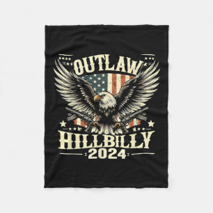 Military Outlaw Hillbilly 2024 Us Election Day Fleece Blanket