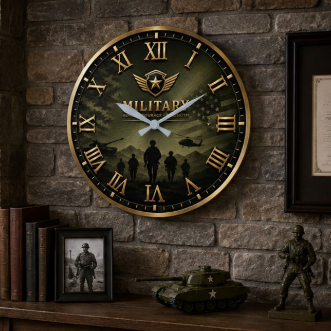 Military Patriotic Army Decor Veteran Gift Large Clock (Creator Uploaded)
