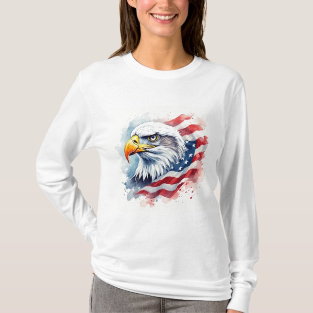 Military Patriotic Eagle Artwork T-Shirt (Front)