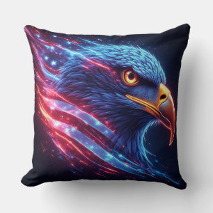 Military Patriotic Neon Eagle Artwork Cushion