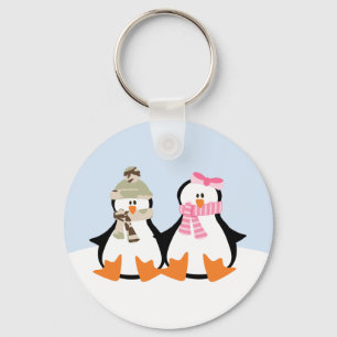 Military Penguin Couple Key Ring