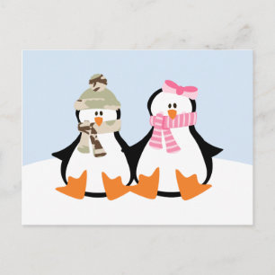 Military Penguin Couple Postcard
