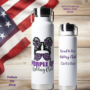 Military - Personalised Purple Up Military Child Water Bottle