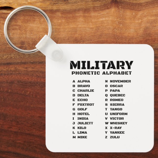 Military Phonetic Alphabet Canada Key Ring (Front)
