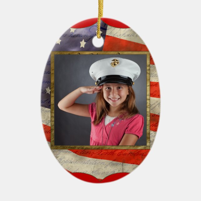Military Photo Ceramic Tree Decoration (Front)