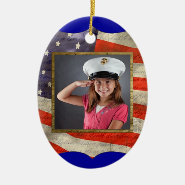 Military Photo Ceramic Tree Decoration (Front)