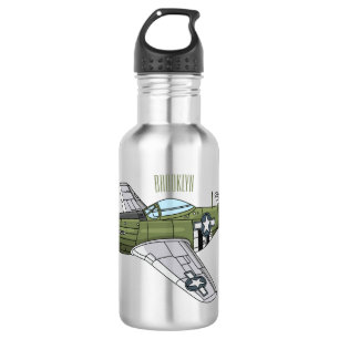 Military plane cartoon illustration 532 ml water bottle