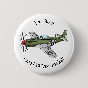 Military plane cartoon illustration 6 cm round badge