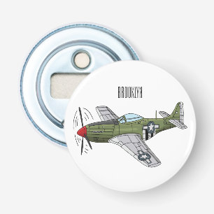 Military plane cartoon illustration bottle opener