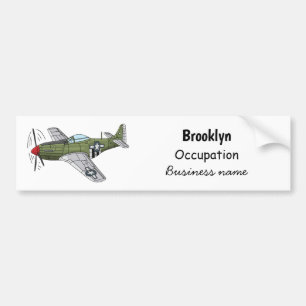 Military plane cartoon illustration bumper sticker