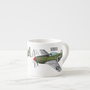 Military plane cartoon illustration espresso cup