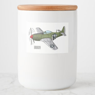 Military plane cartoon illustration food label