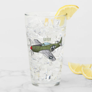 Military plane cartoon illustration glass