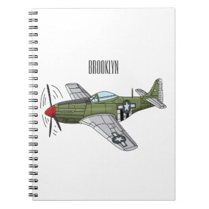 Military plane cartoon illustration notebook