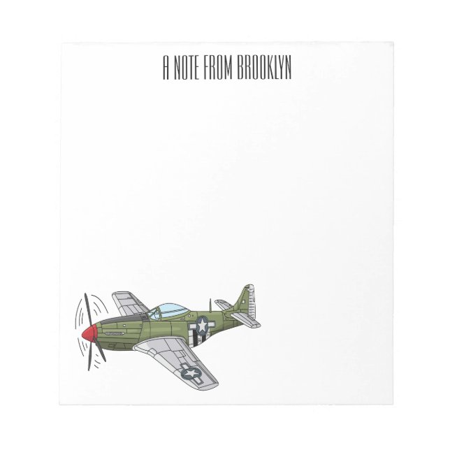 Military plane cartoon illustration notepad (Front)