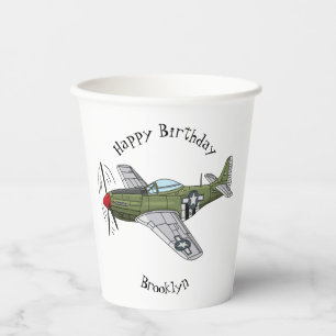 Military plane cartoon illustration paper cups