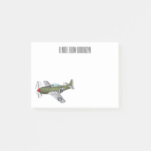 Military plane cartoon illustration post-it notes