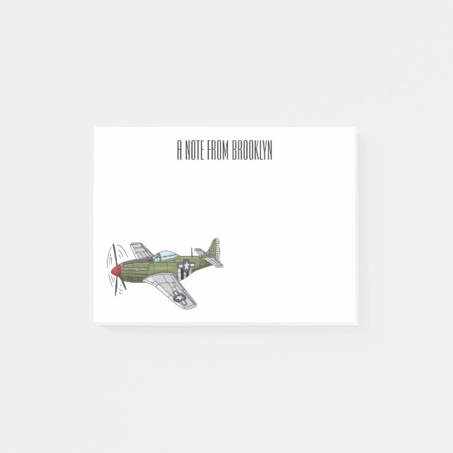 Military plane cartoon illustration post-it notes (Front)