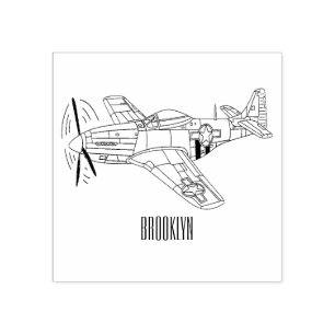 Military plane cartoon illustration rubber stamp