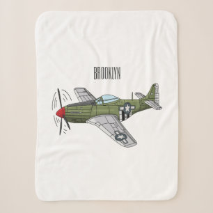 Military plane cartoon illustration sherpa blanket