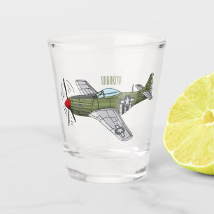 Military plane cartoon illustration shot glass