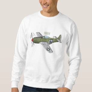 Military plane cartoon illustration sweatshirt