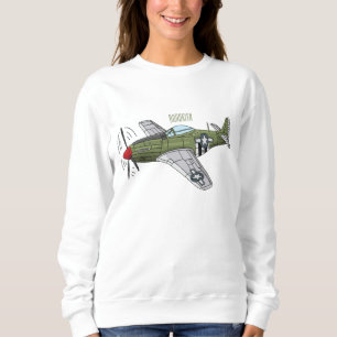Military plane cartoon illustration sweatshirt