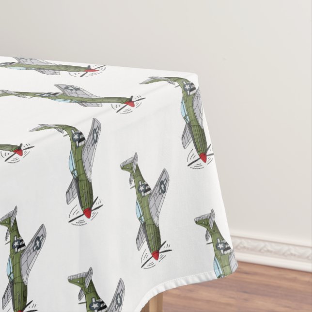Military plane cartoon illustration tablecloth (In Situ)