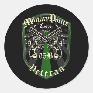 Military Police 95 Bravo Veteran Classic Round Sticker