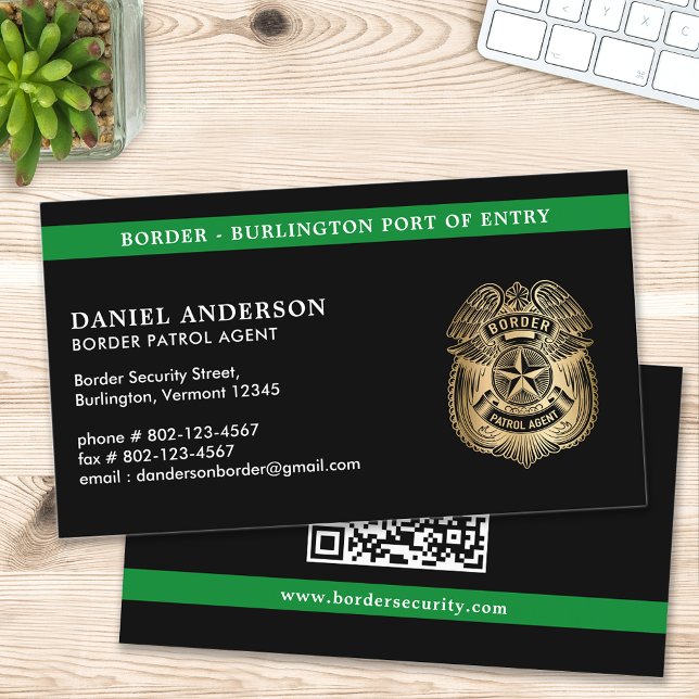 Military Police Border Patrol Agent Custom QR Code Business Card (Creator Uploaded)