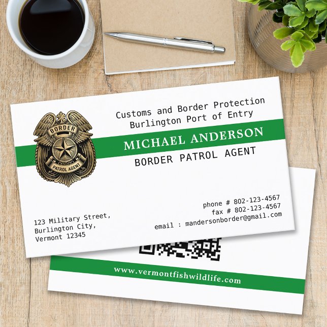Military Police Border Patrol Conservation QR Code Business Card (Creator Uploaded)