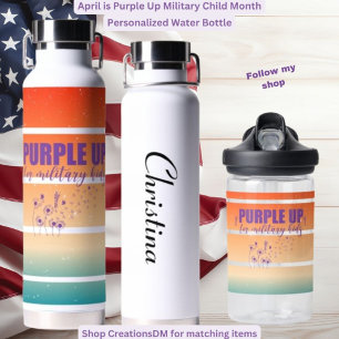 Military Purple Up Military Kids Water Bottle